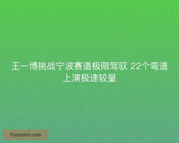 王一博挑战宁波赛道极限驾驭 22个弯道上演极速较量